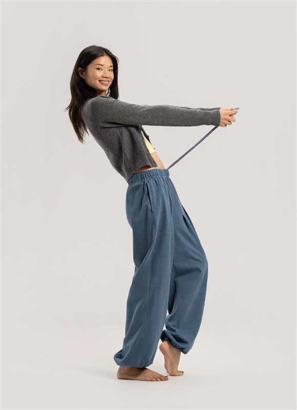 Wide pleats pants (Unisex)_Bering Sea