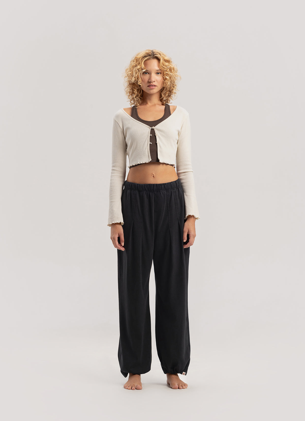 Wide pleats pants (Unisex)_Black