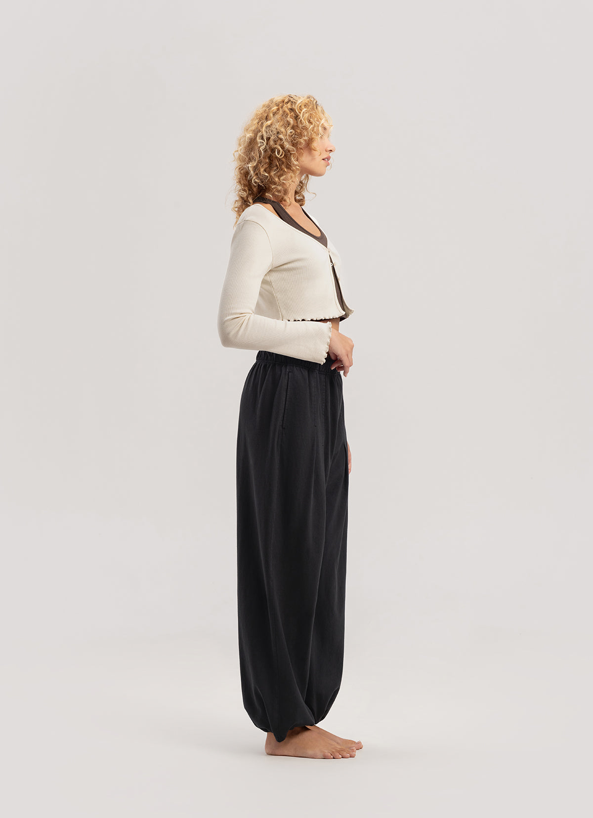 Wide pleats pants (Unisex)_Black