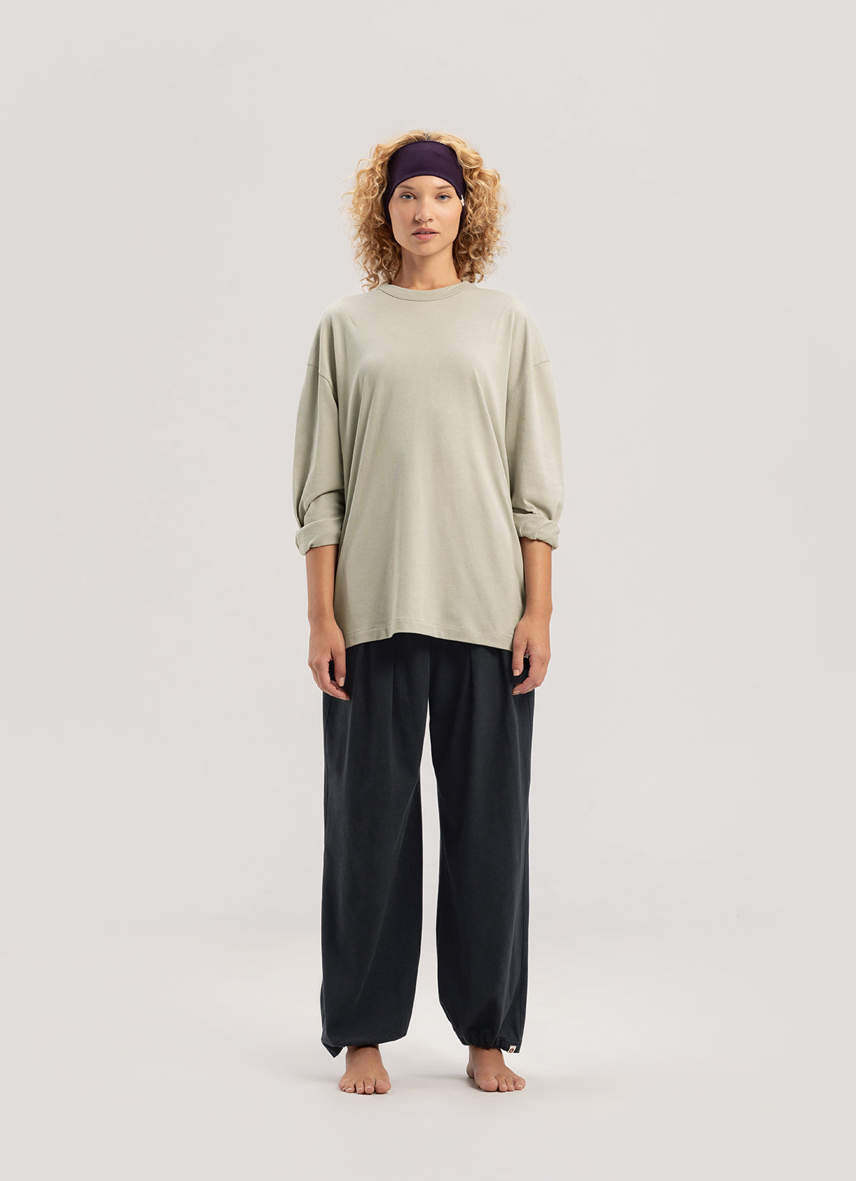 Wide pleats pants (Unisex)_Black