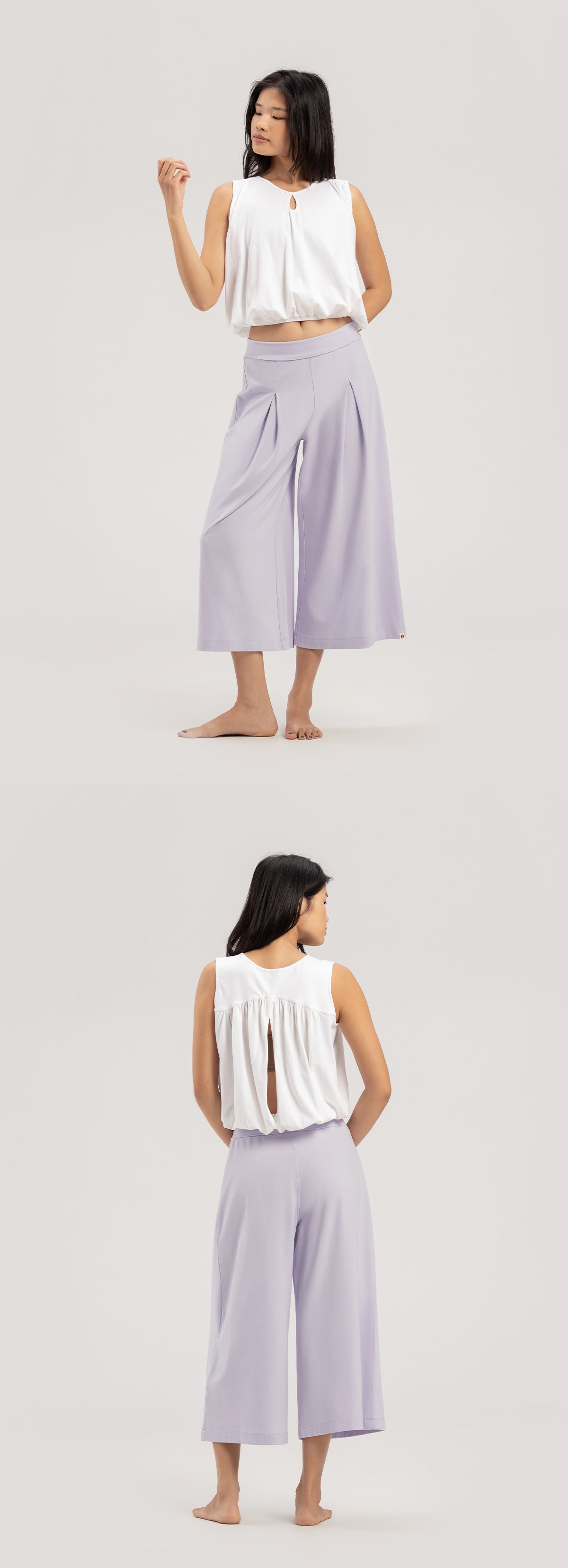 Keyhole shirring sleeveless_White
