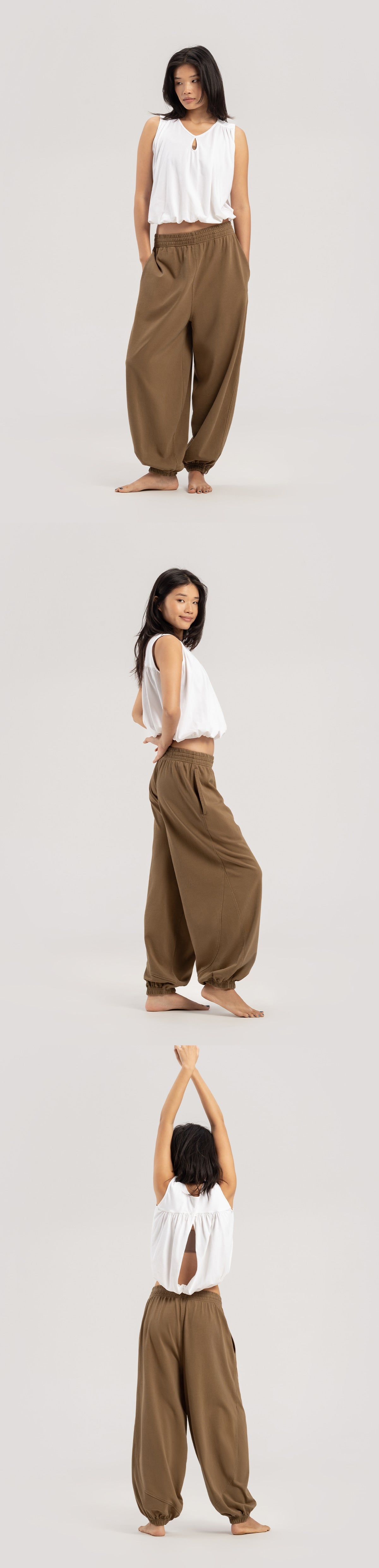 Keyhole shirring sleeveless_White