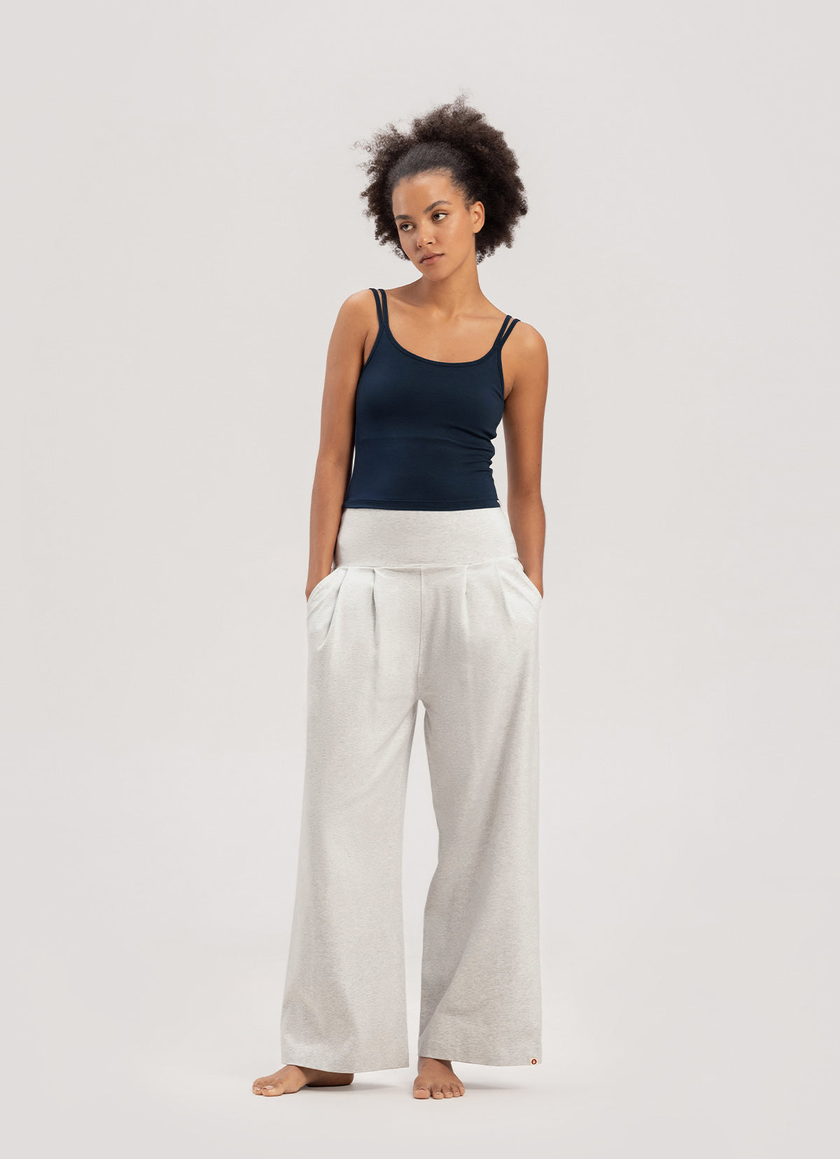 Fortune straight pants_Melange Grey