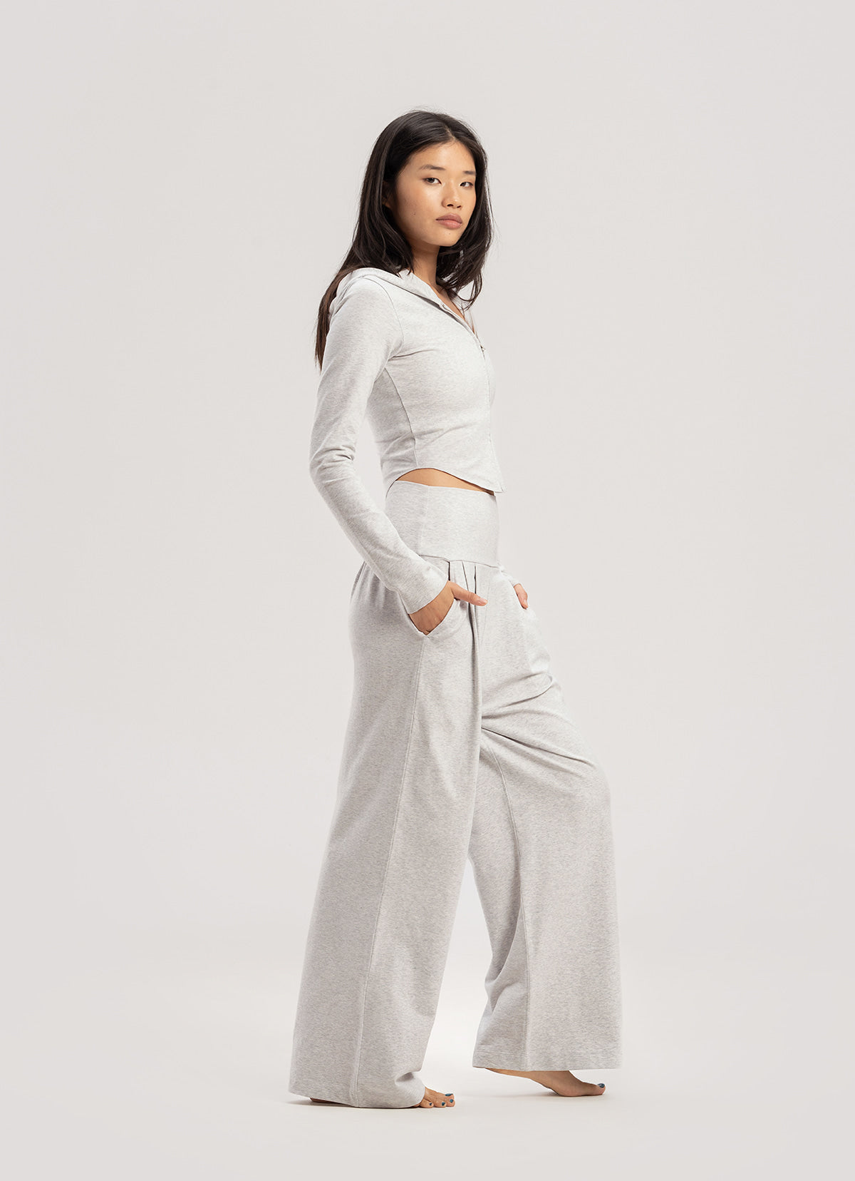 Fortune straight pants_Melange Grey