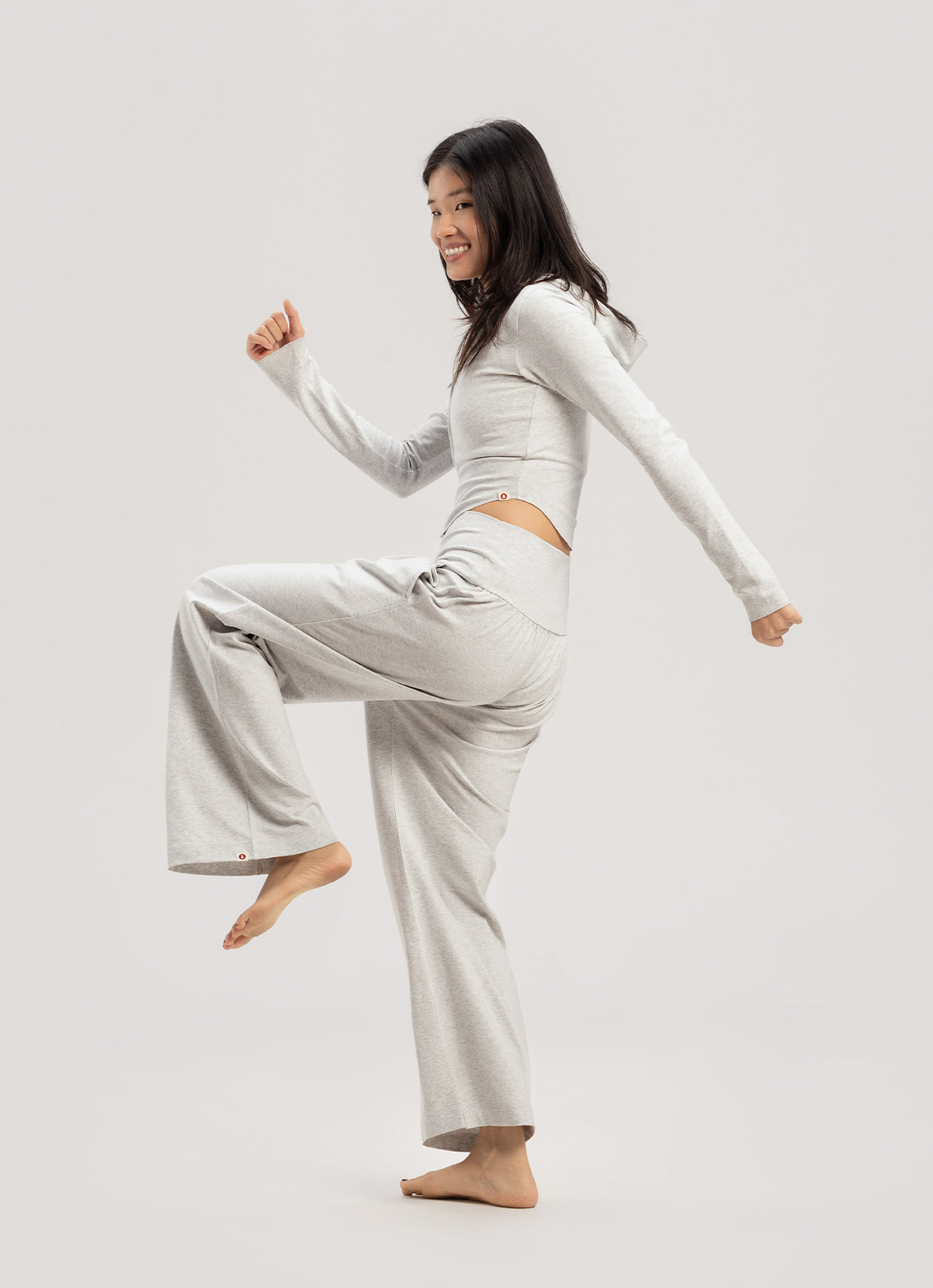 Fortune straight pants_Melange Grey