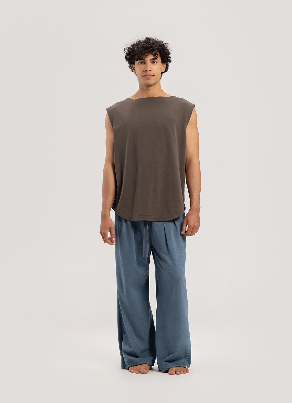 Wide pleats pants (Unisex)_Bering Sea