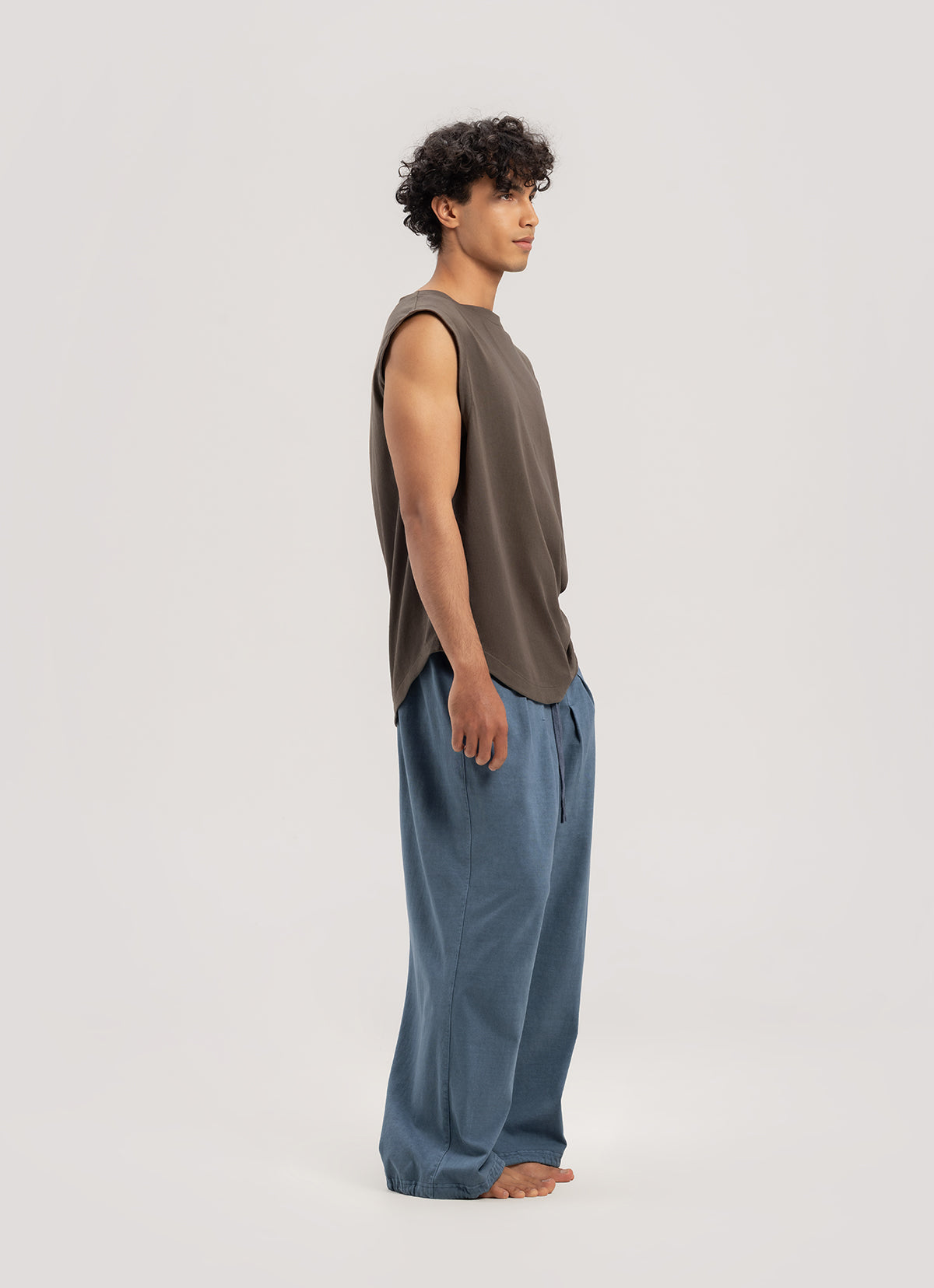 Wide pleats pants (Unisex)_Bering Sea