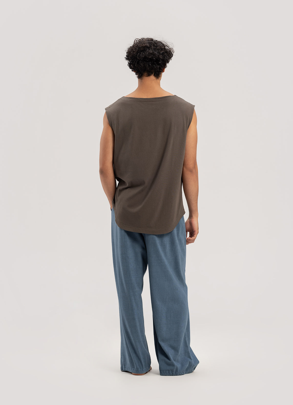 Wide pleats pants (Unisex)_Bering Sea