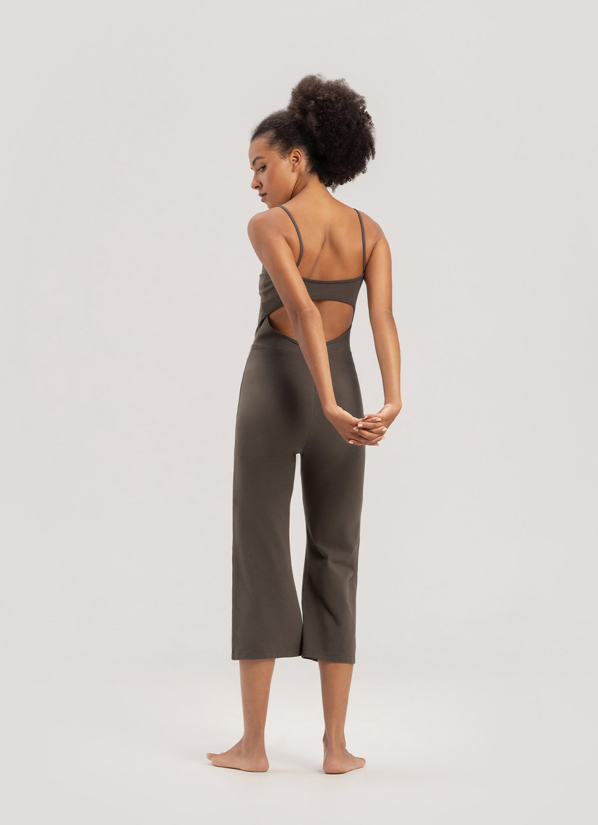 Cut-out bootcut jumpsuit_Major Brown
