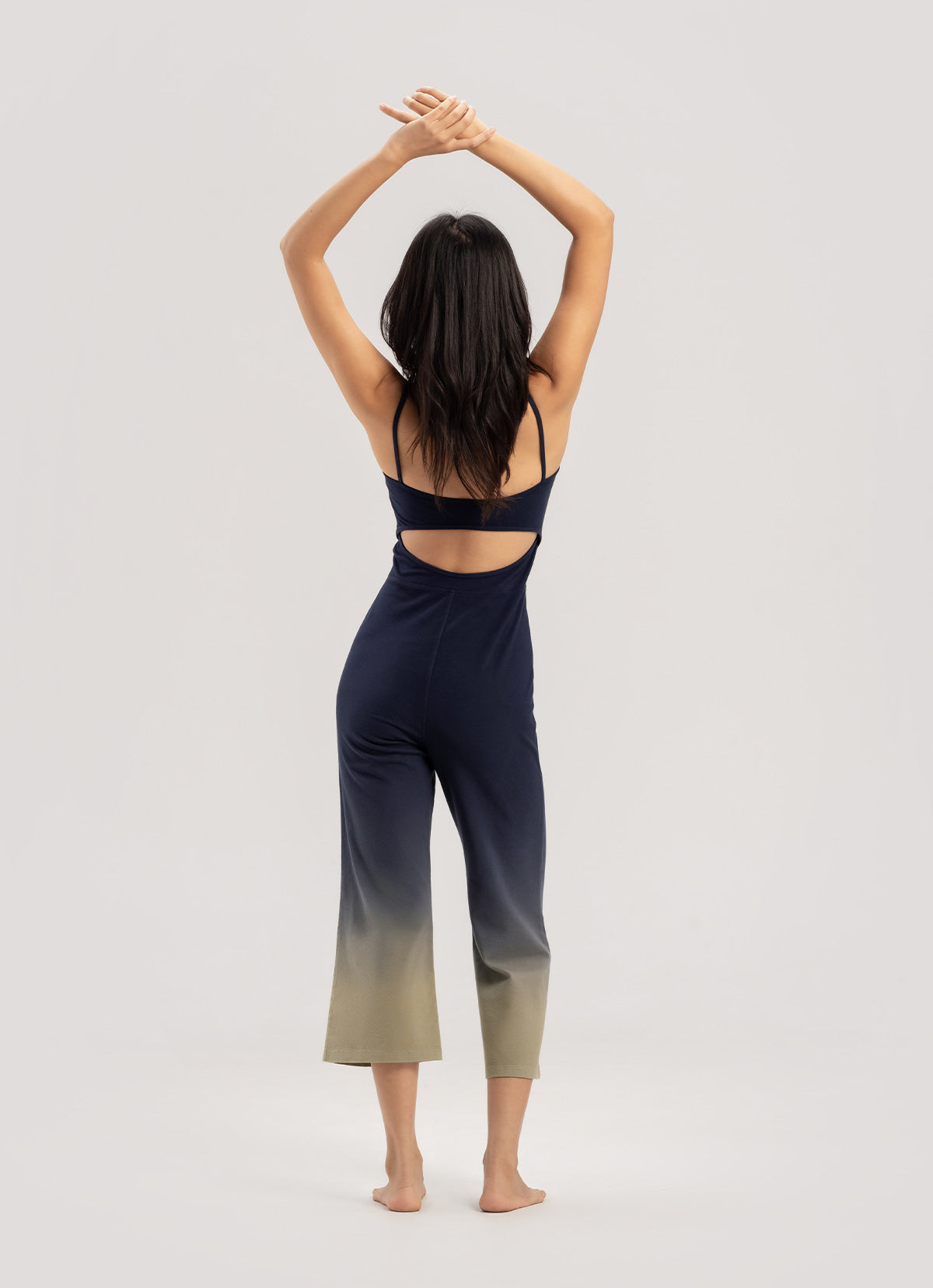 Cut-out bootcut jumpsuit_dyed_Navy Multi