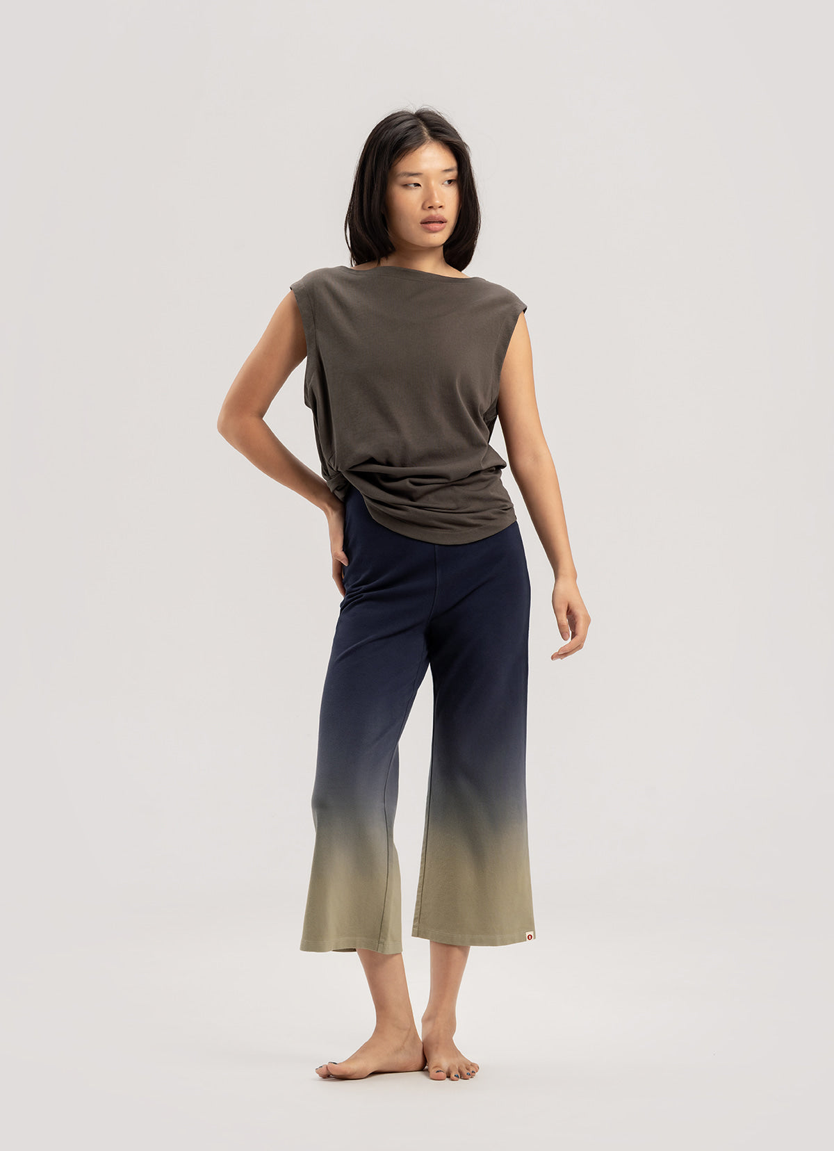 Cut-out bootcut jumpsuit_dyed_Navy Multi