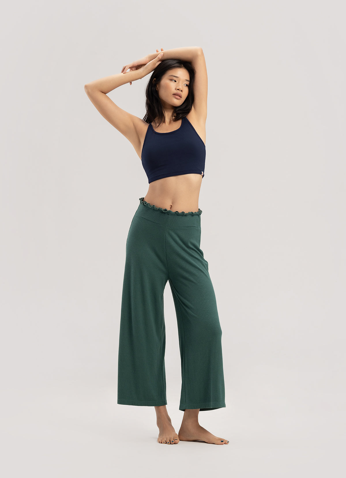 Wide rib straight pants_Bistro Green