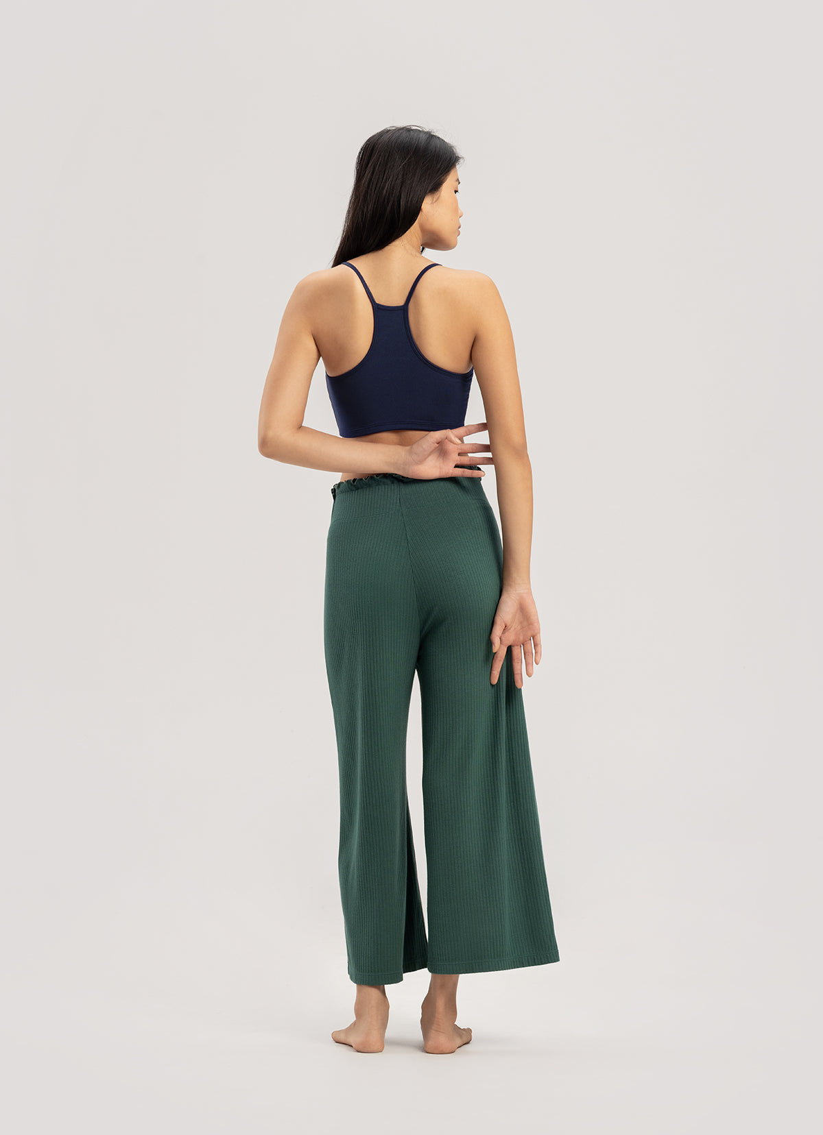 Wide rib straight pants_Bistro Green