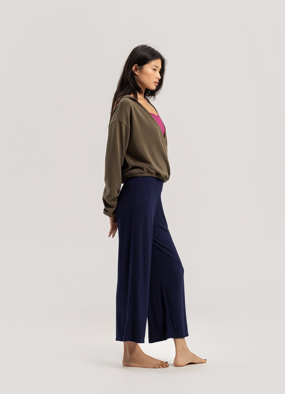 Wide rib straight pants_Evening Blue