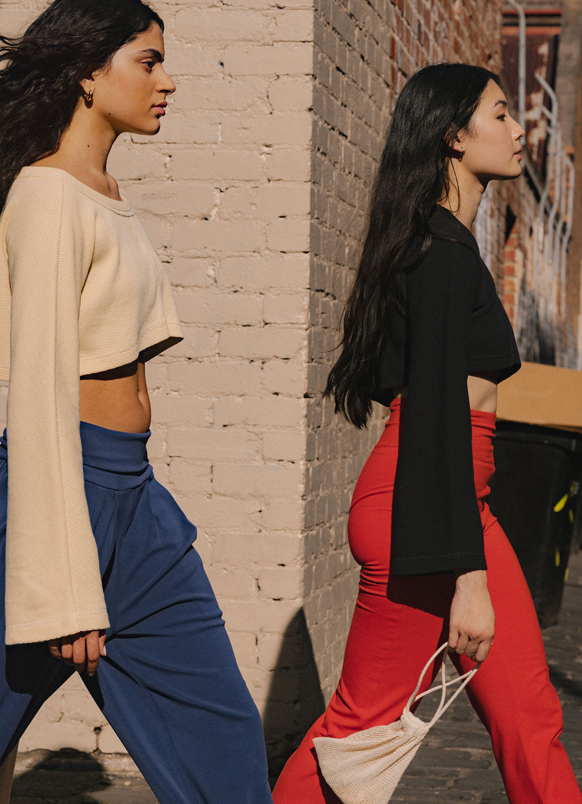 Waffle long sleeve crop top_Dusty Yellow