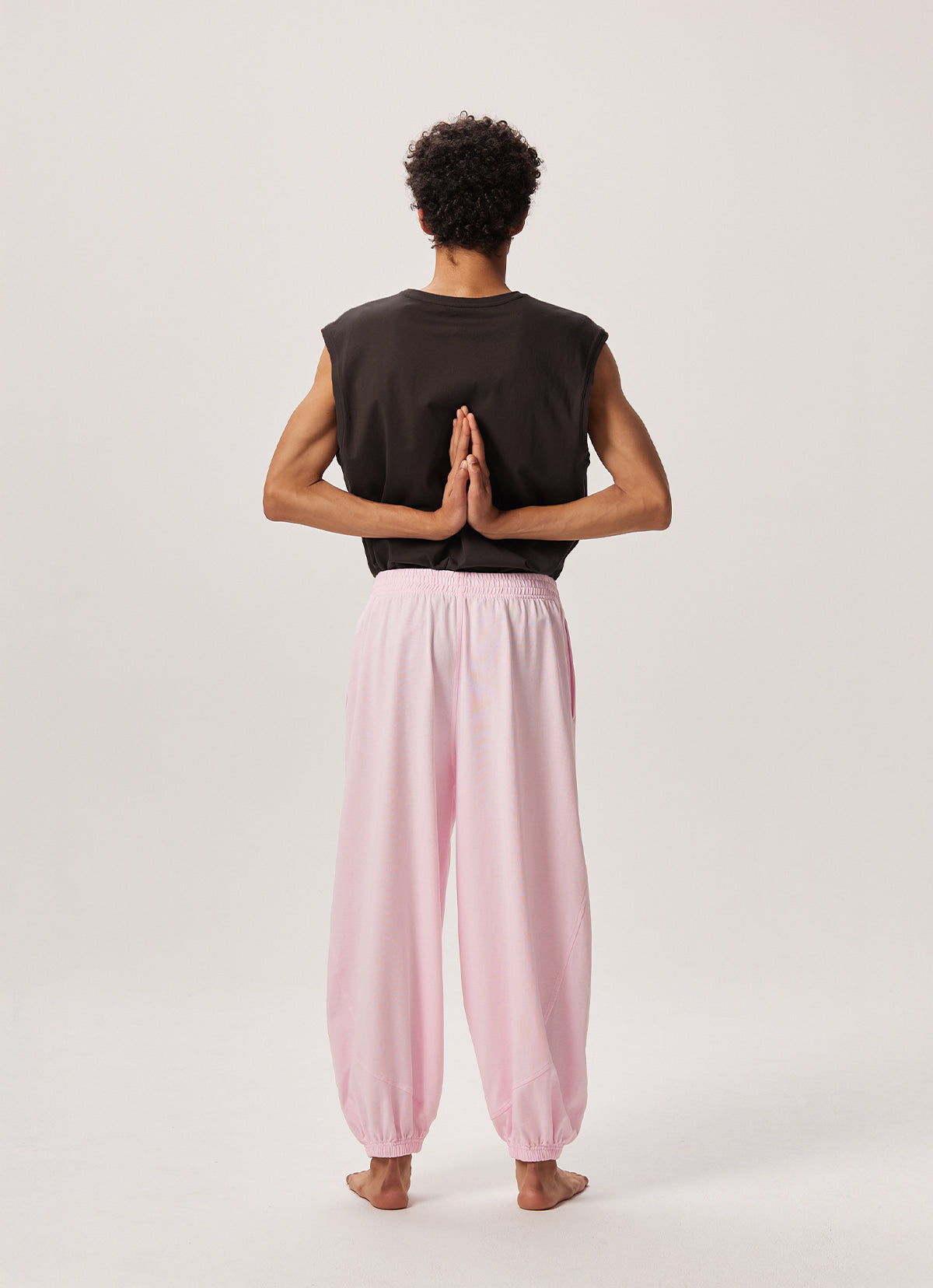 Diagonal jogger pants (Unisex)_Pink Tulle