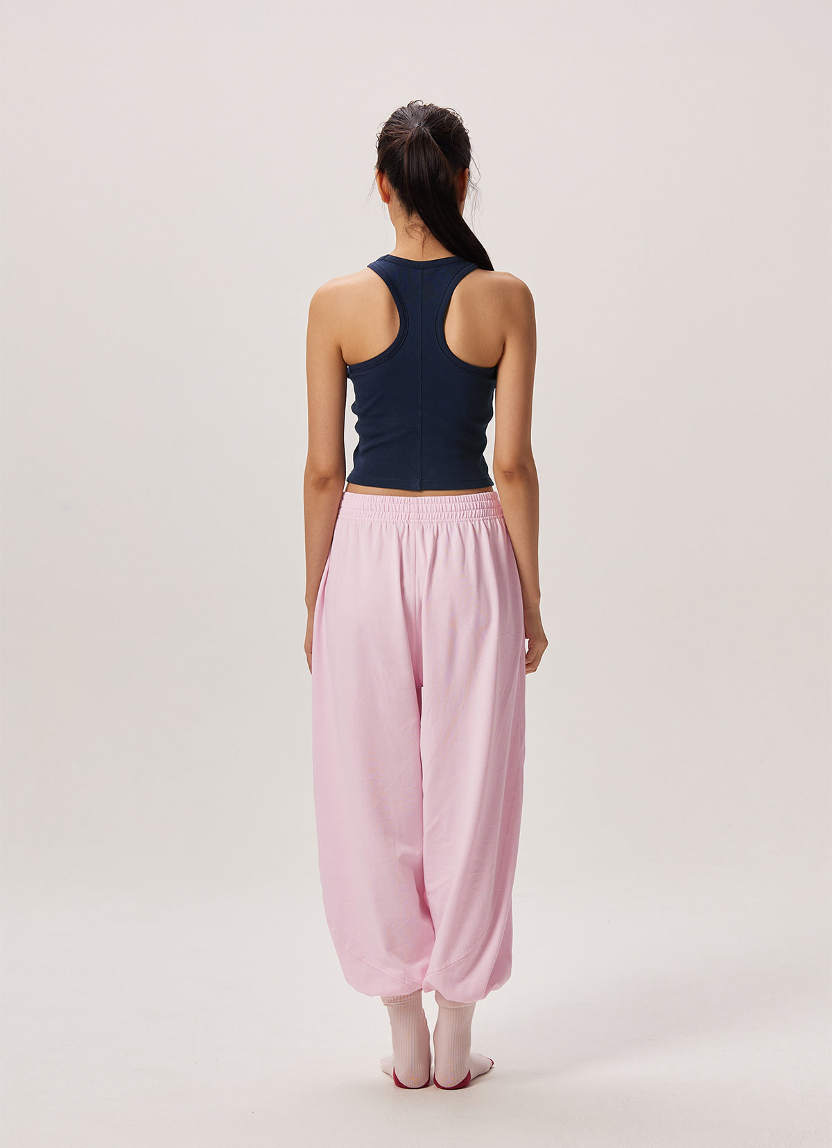 Diagonal jogger pants (Unisex)_Pink Tulle