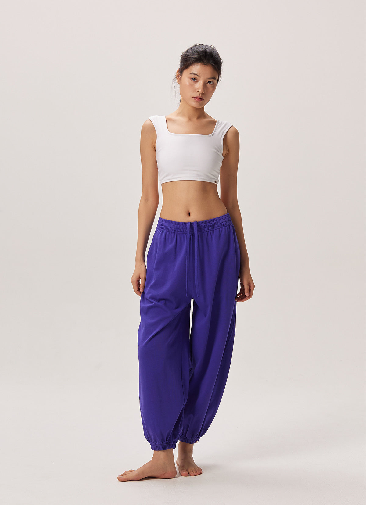 Diagonal jogger pants (Unisex)_Purple