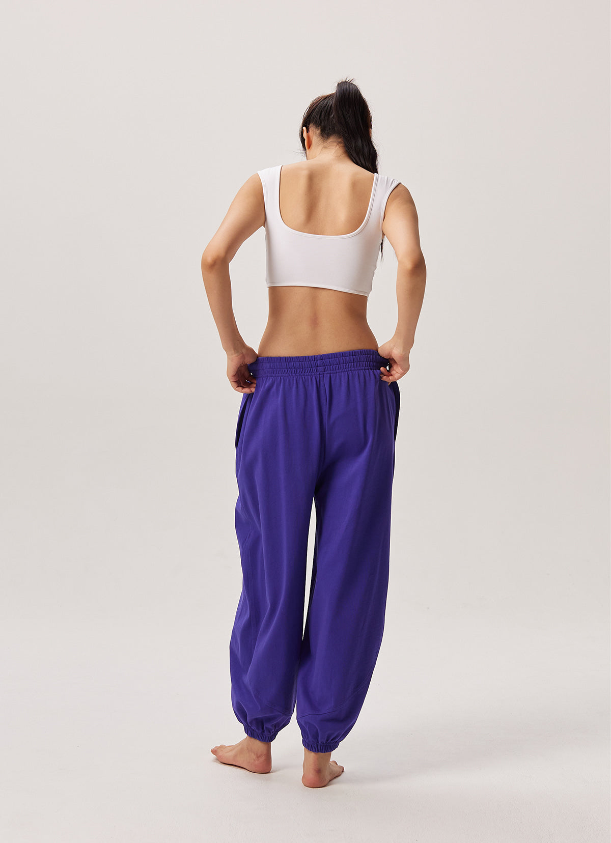 Diagonal jogger pants (Unisex)_Purple