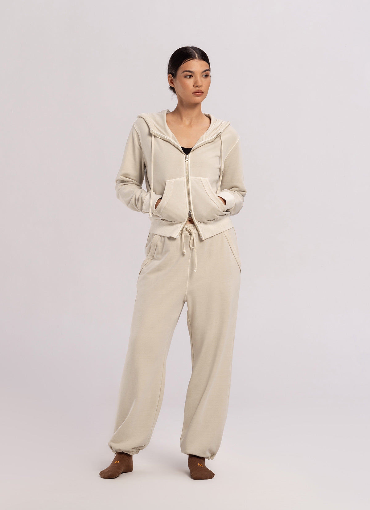 Loose sweat pants (Unisex)_Taupe