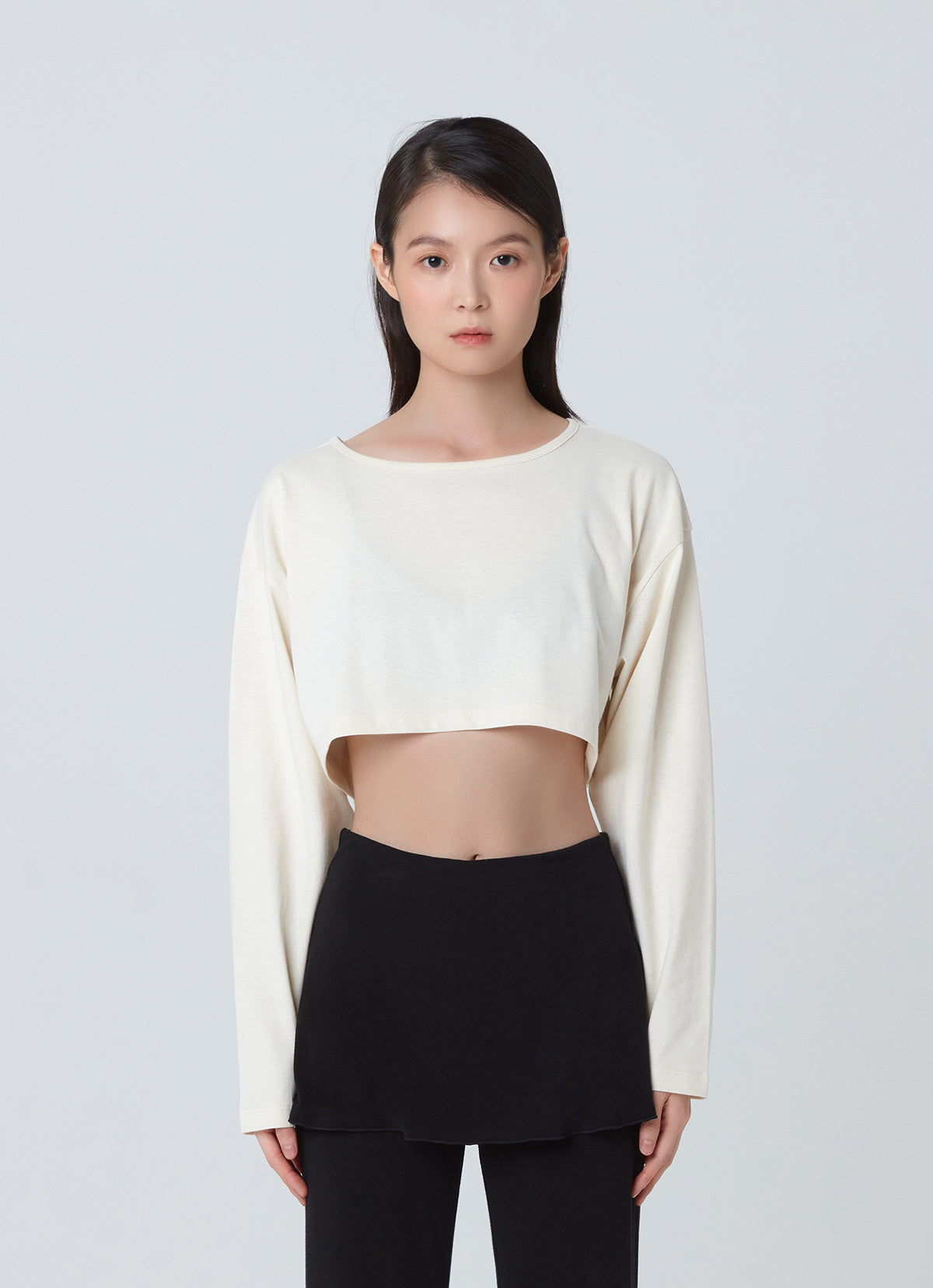 Wide long sleeve crop top_Seadpearl
