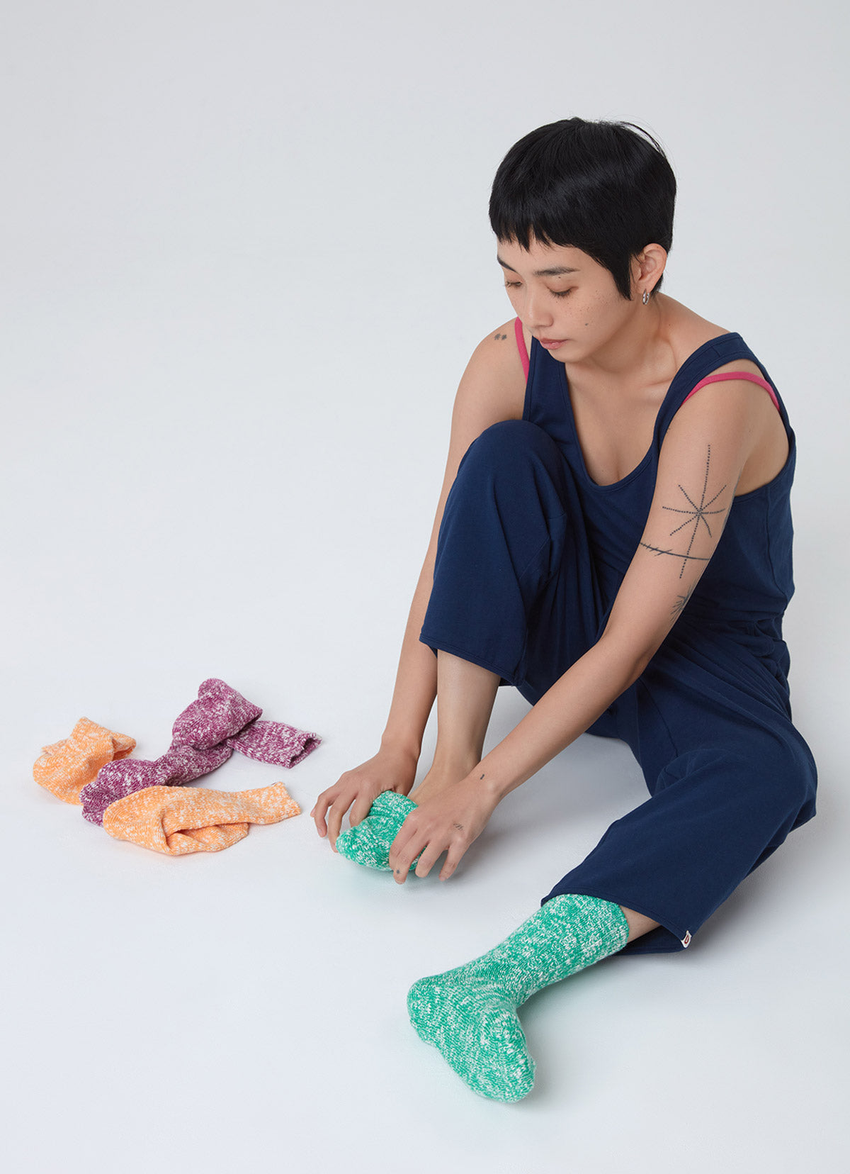 Flake ankle socks_Purple