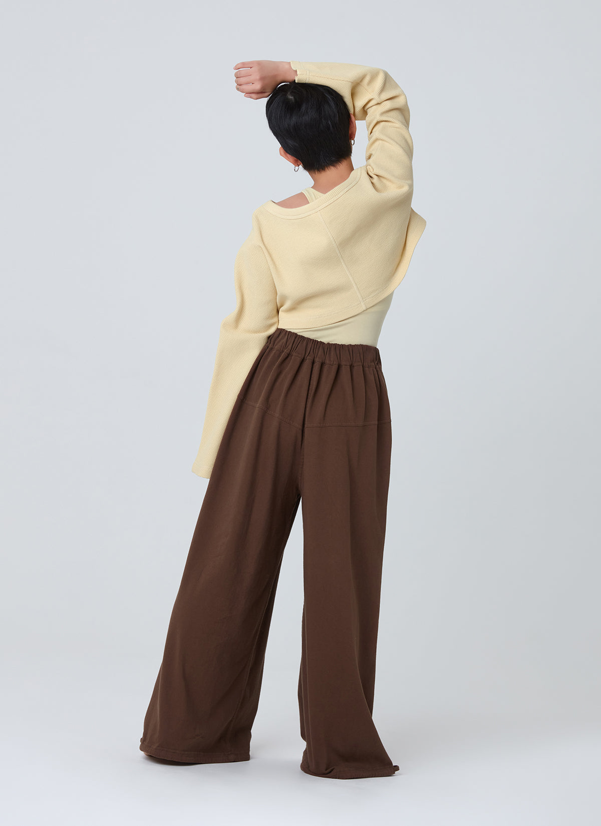Waffle long sleeve crop top_Dusty Yellow