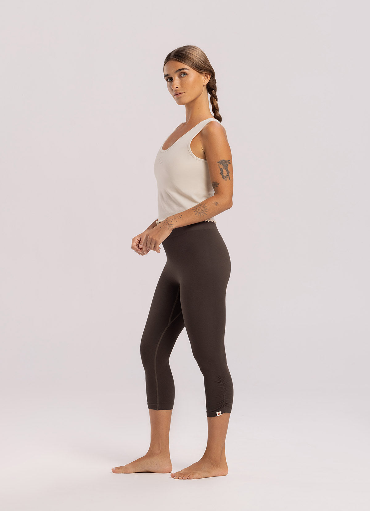 Seamless shirring leggings_Hot Fudge