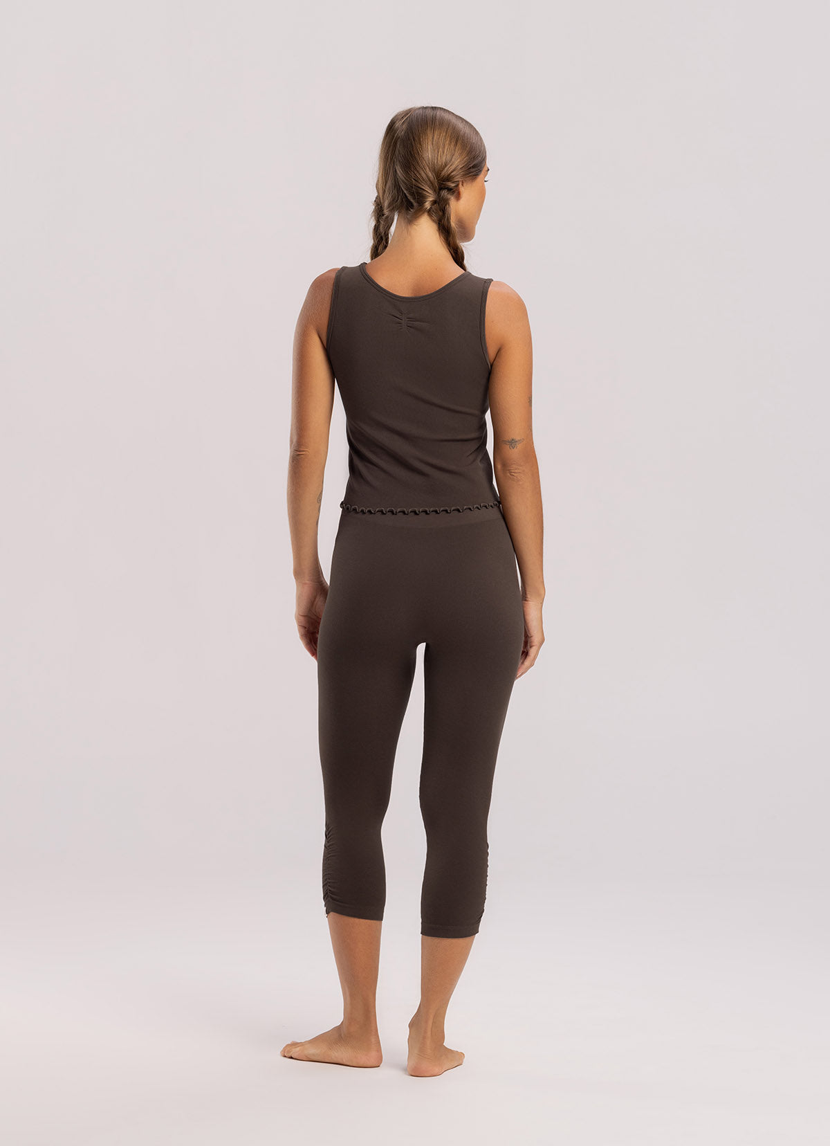 Seamless shirring leggings_Hot Fudge