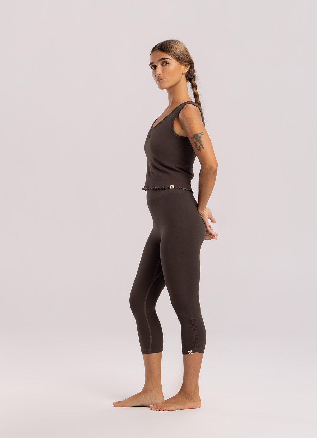 Seamless shirring leggings_Hot Fudge