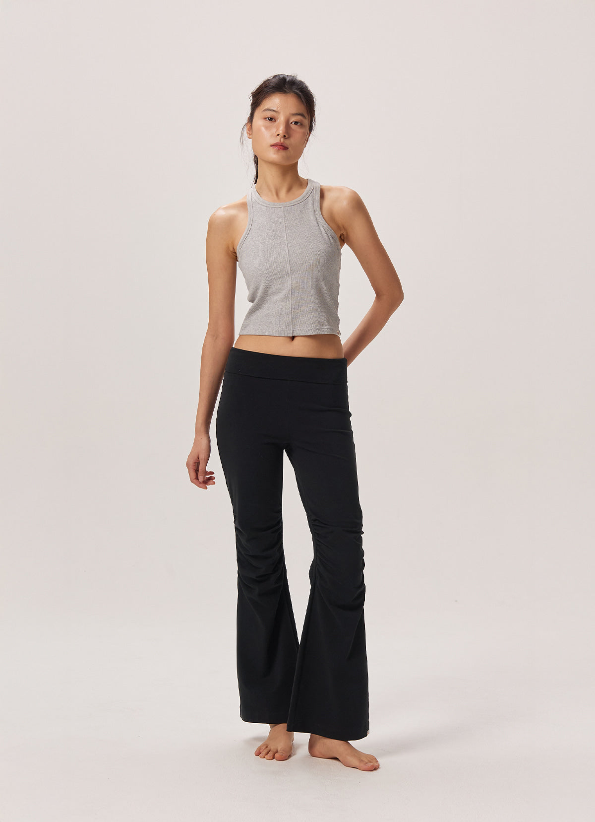 Racer rib tank top_Melange Grey