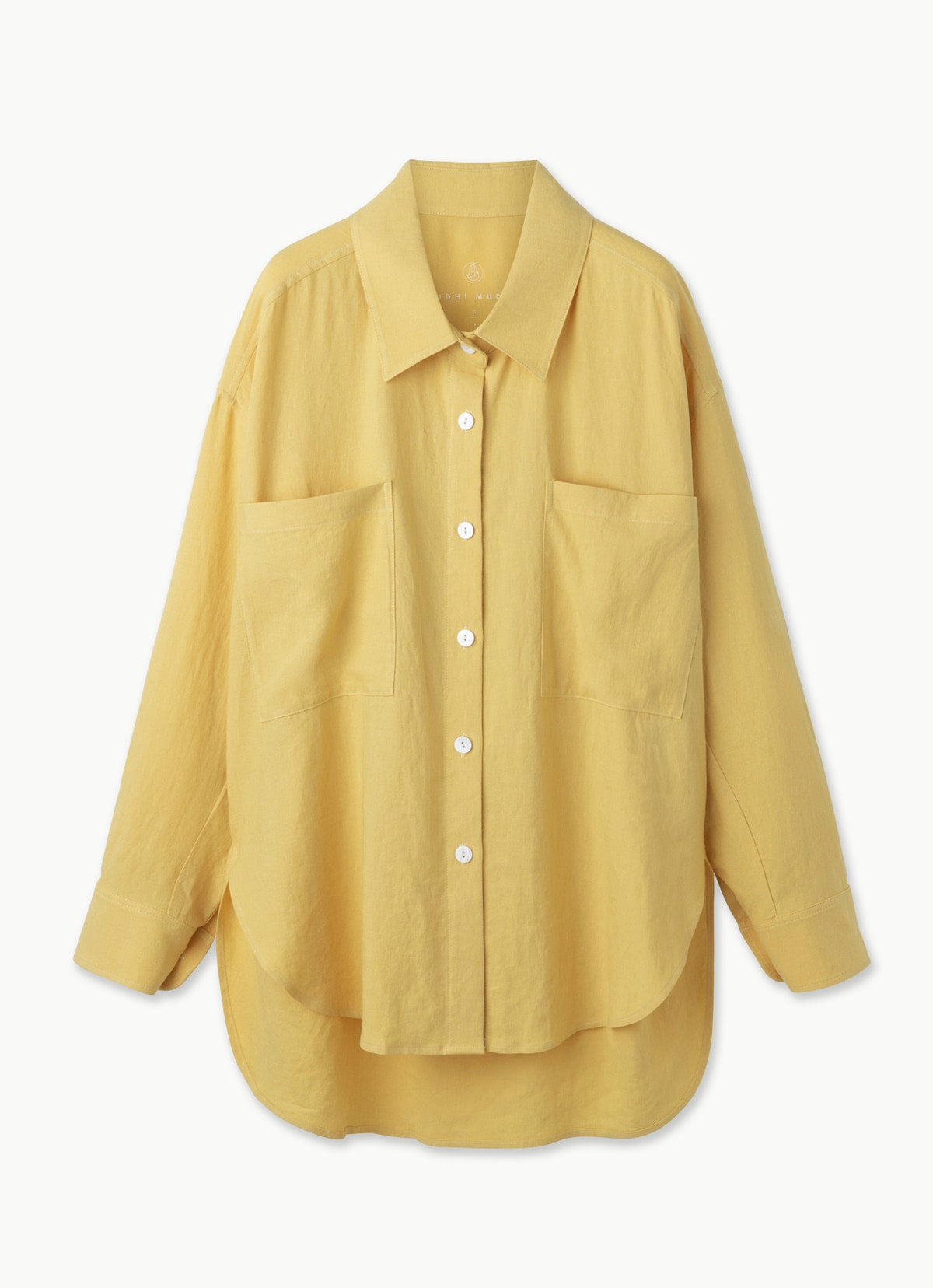 Linen oversized button up shirt_Yellow