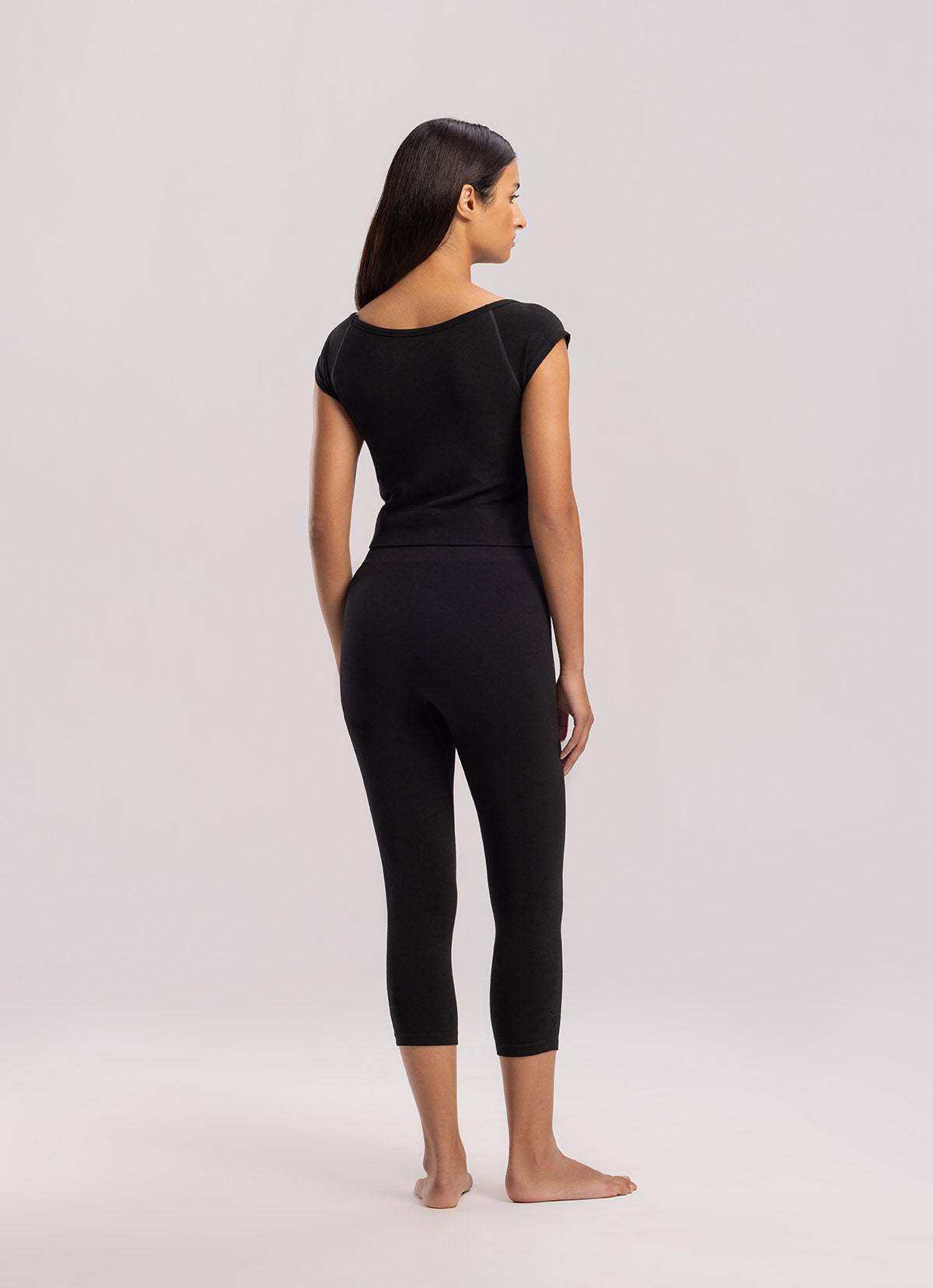 Seamless shirring leggings_Black