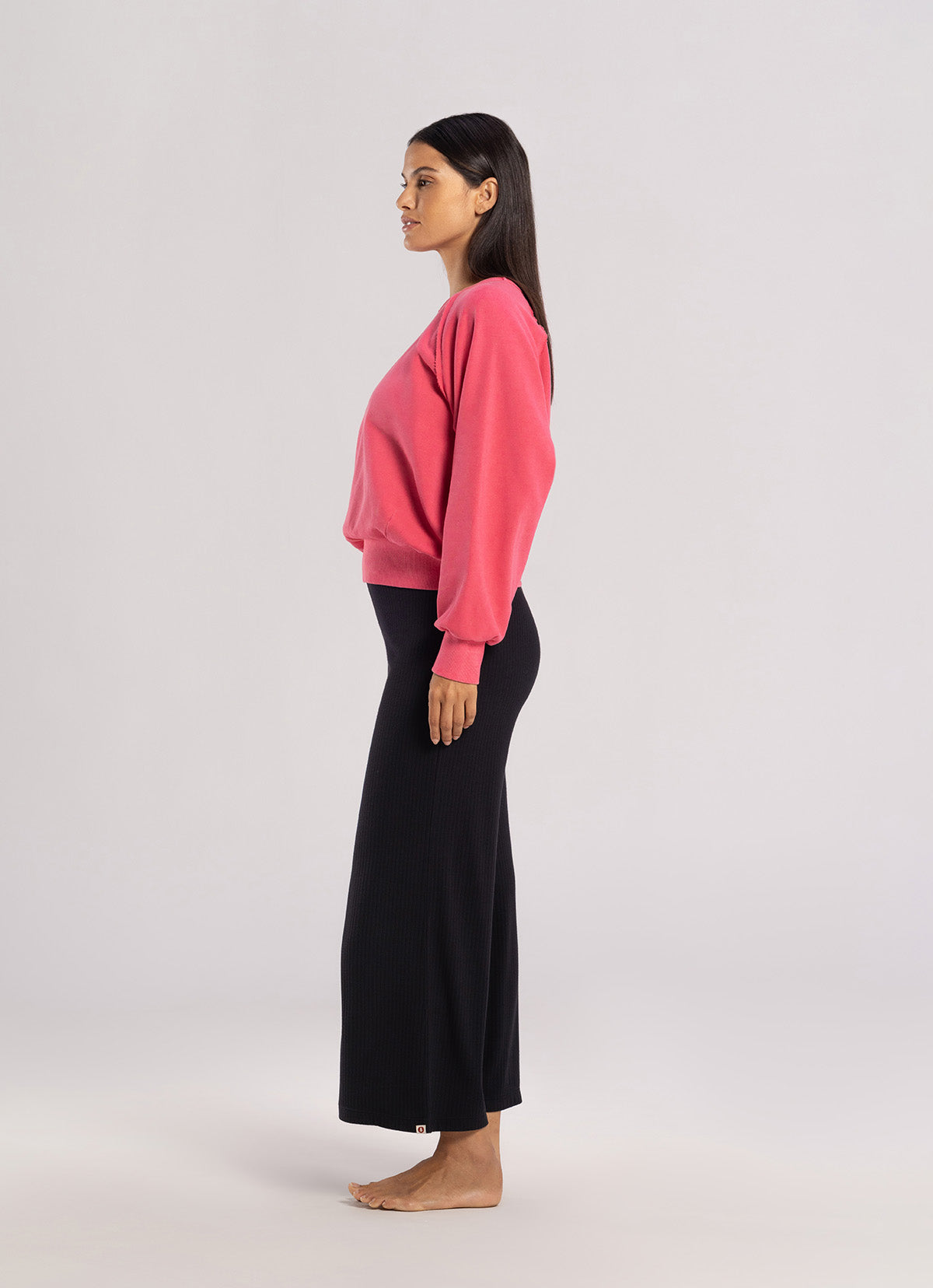 Wide rib straight pants_Black