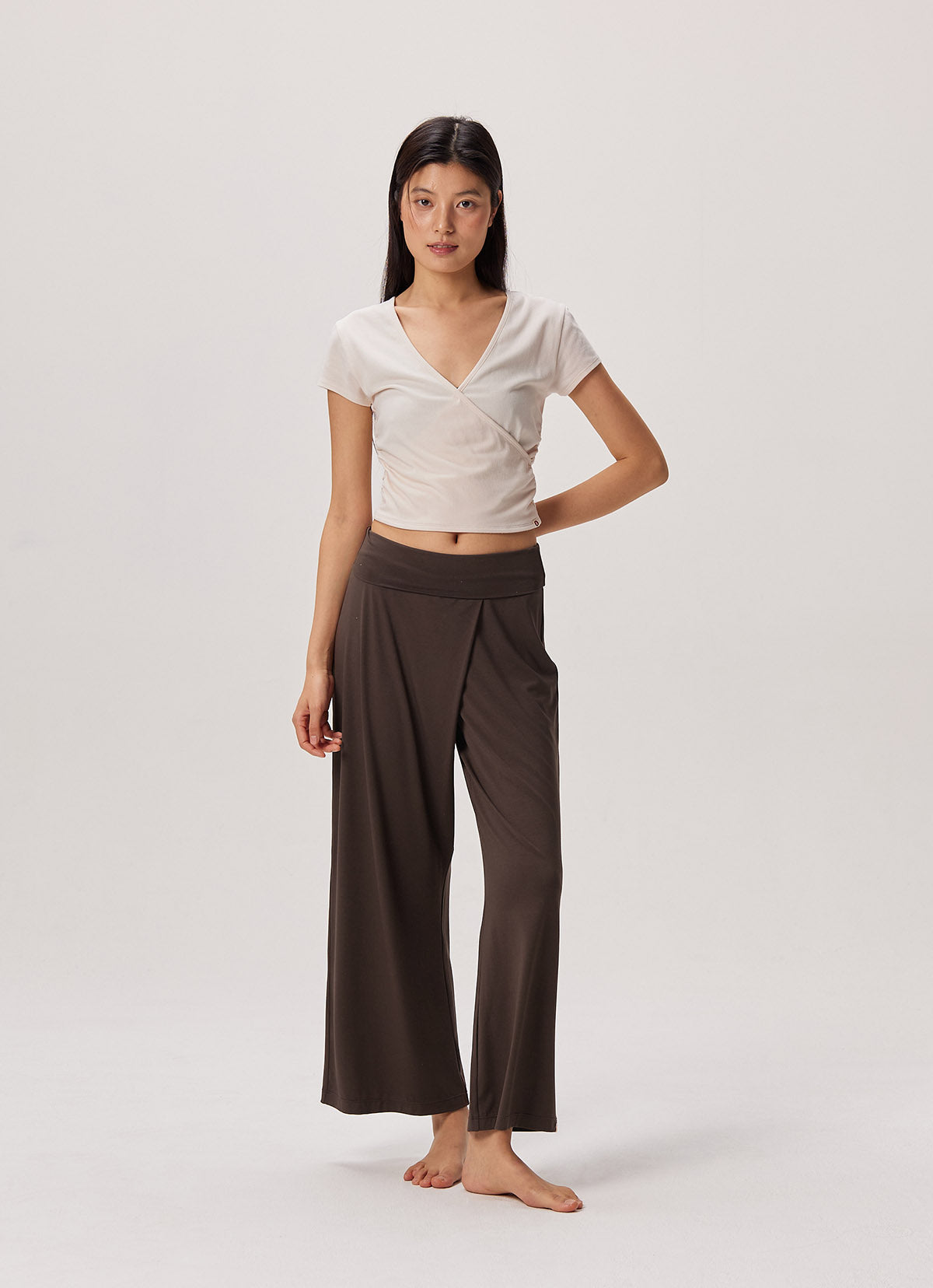Wrap shirring short sleeve_Whitecap Gray