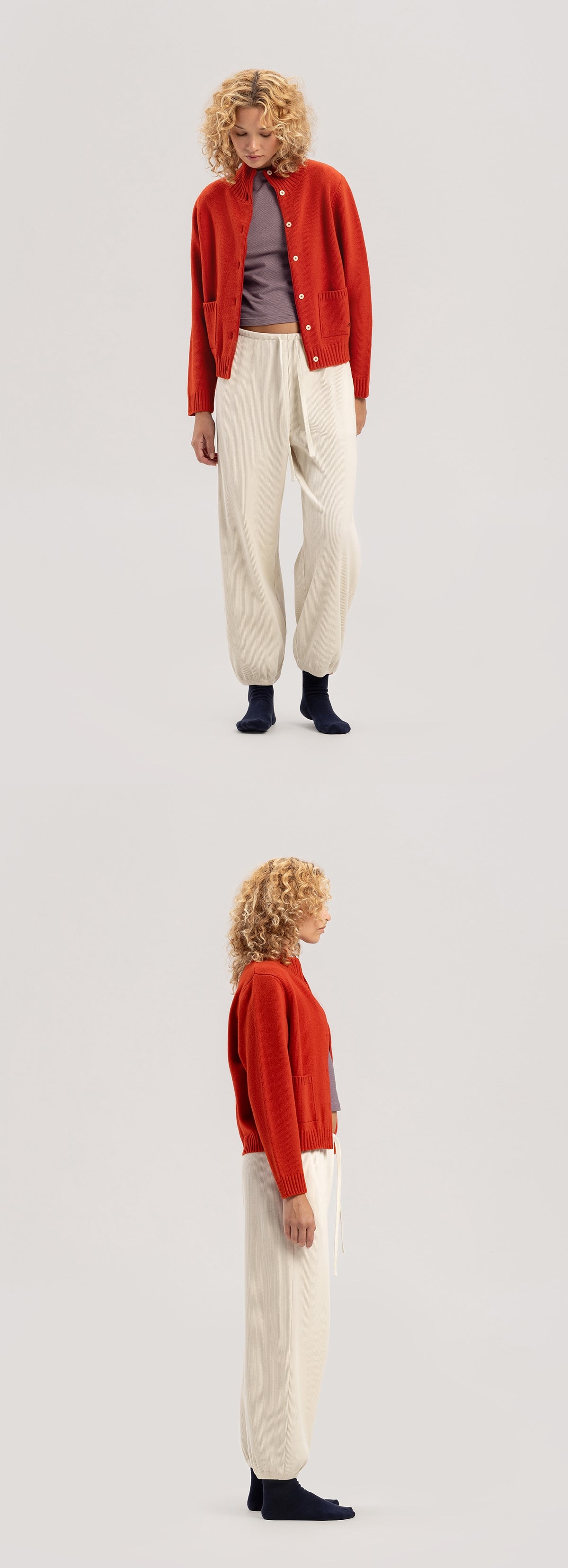 High neck cardigan_Orange