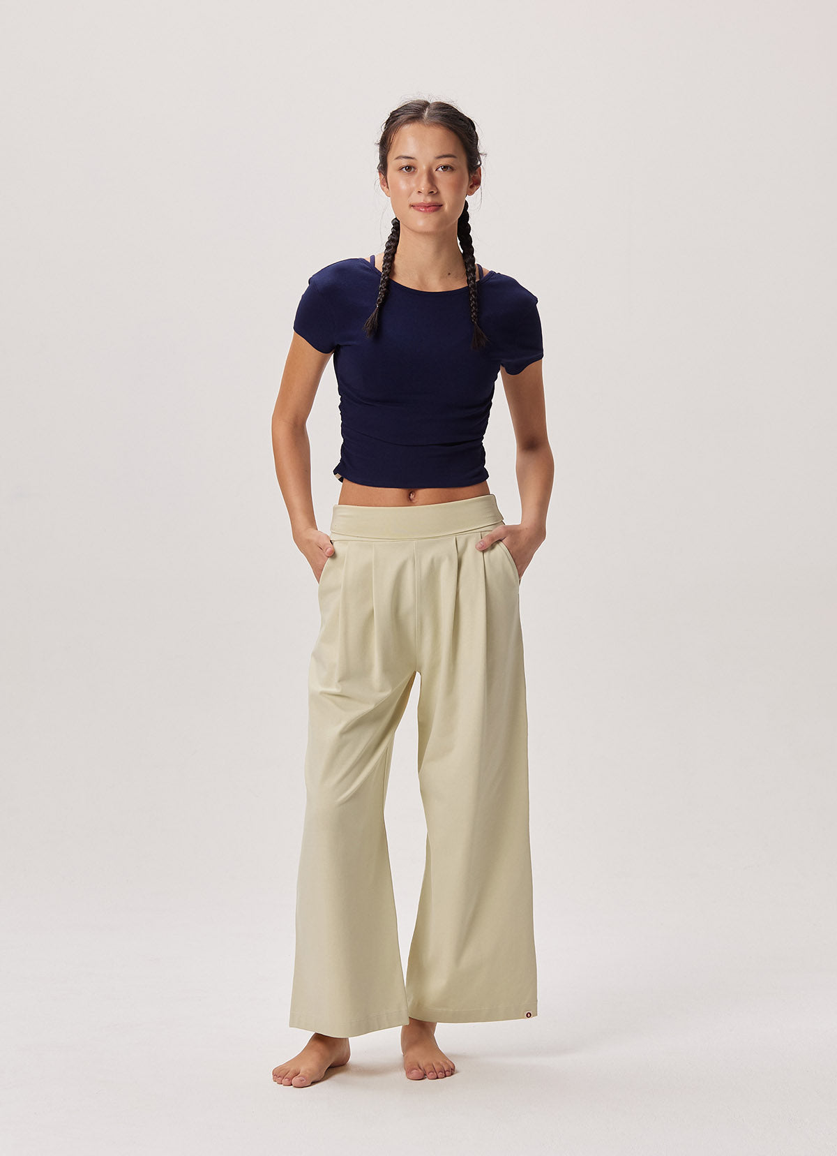 Wrap shirring short sleeve_Maritime Blue