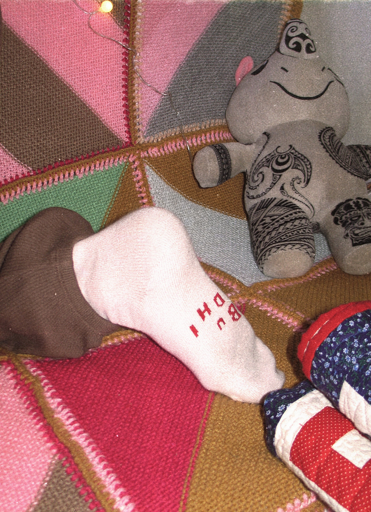 Rolled lettering socks_Light Pink