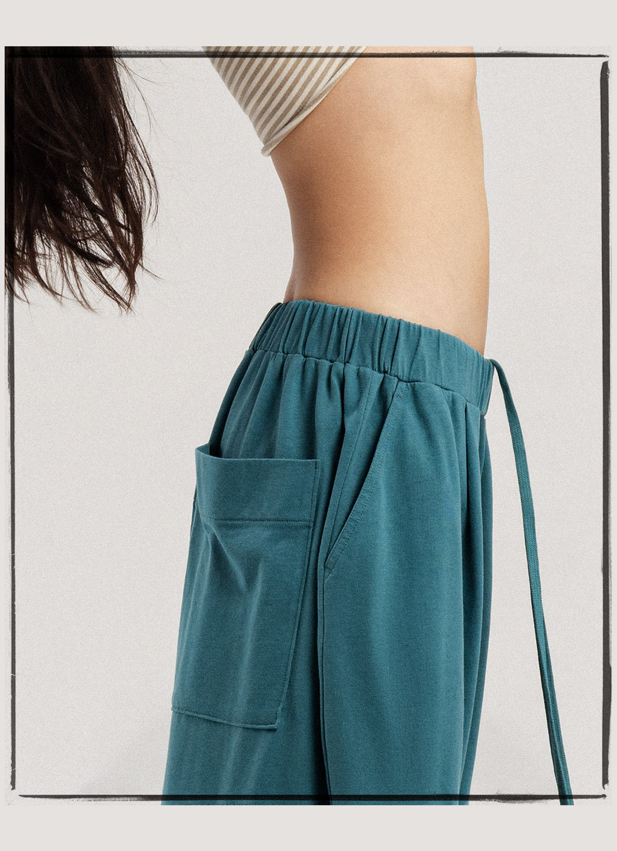 Wide panel pants (Unisex)_Turquoise