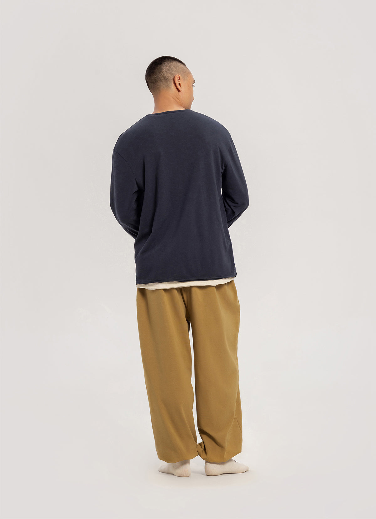 Henley neck long sleeve (Unisex)_Blueberry