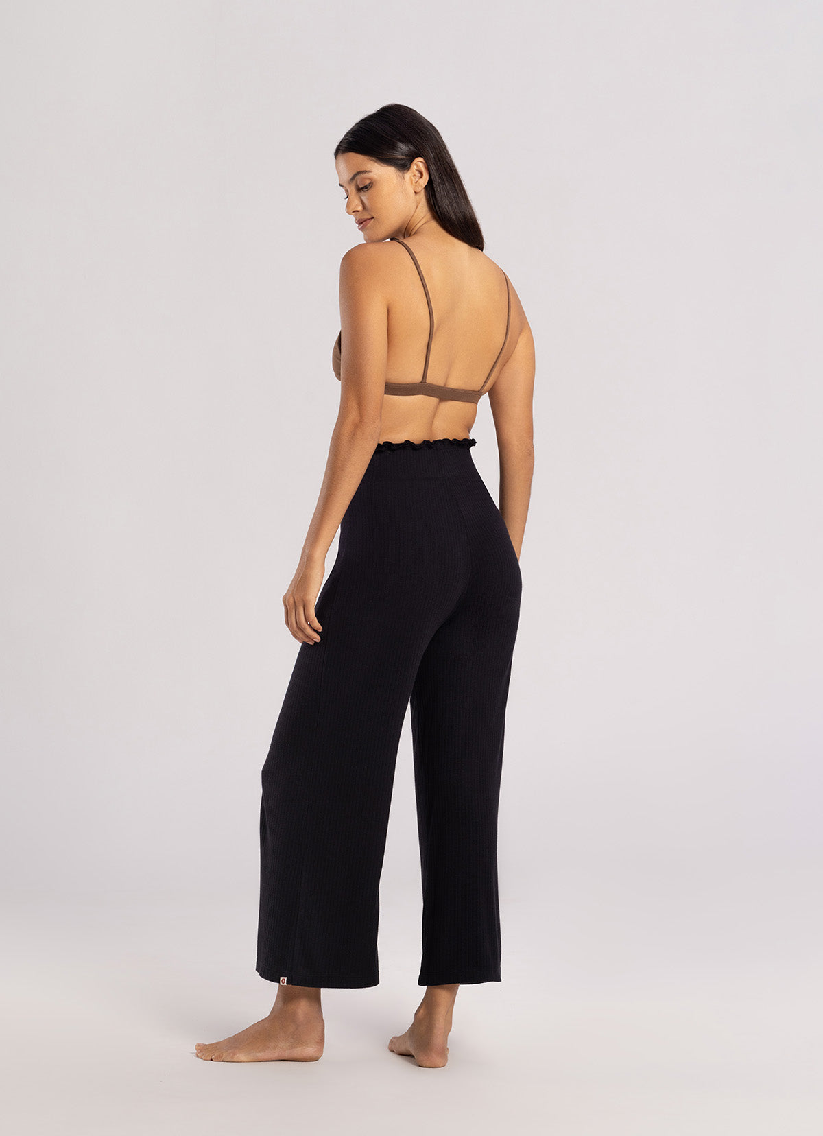 Wide rib straight pants_Black