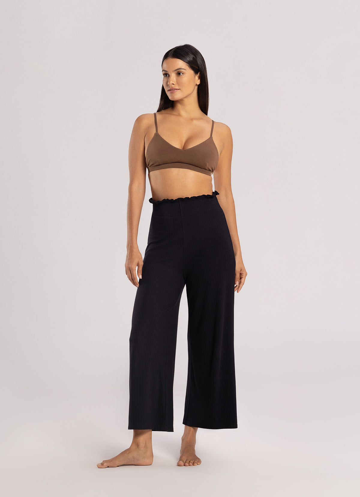 Wide rib straight pants_Black