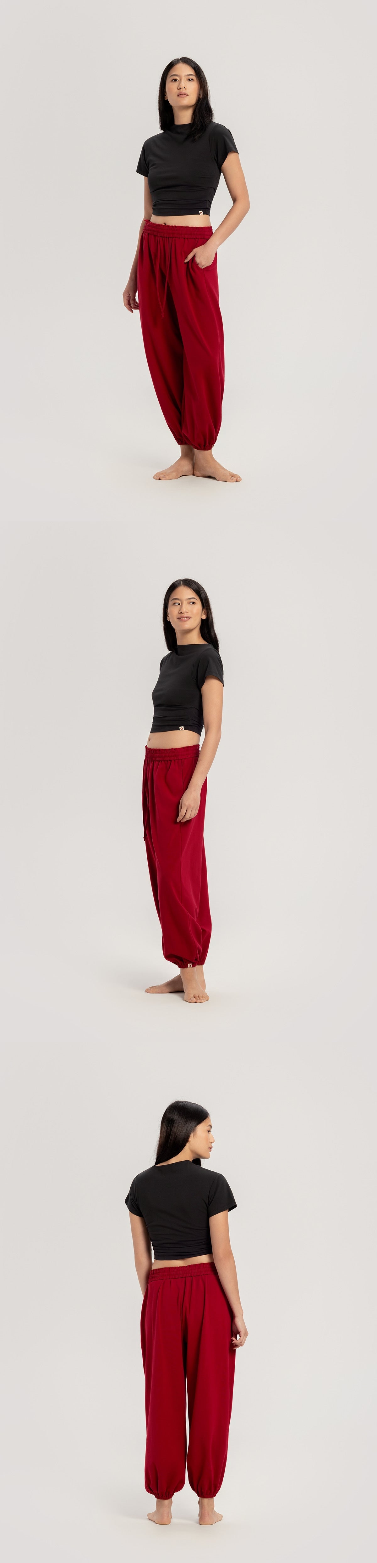 High neck shirring short sleeve_Black