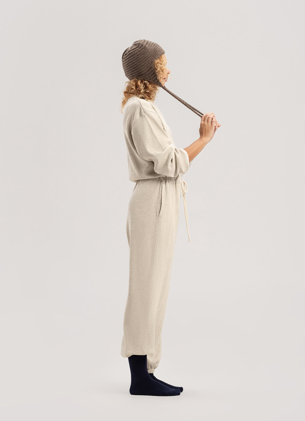 Henley neck overalls_Melange Grey