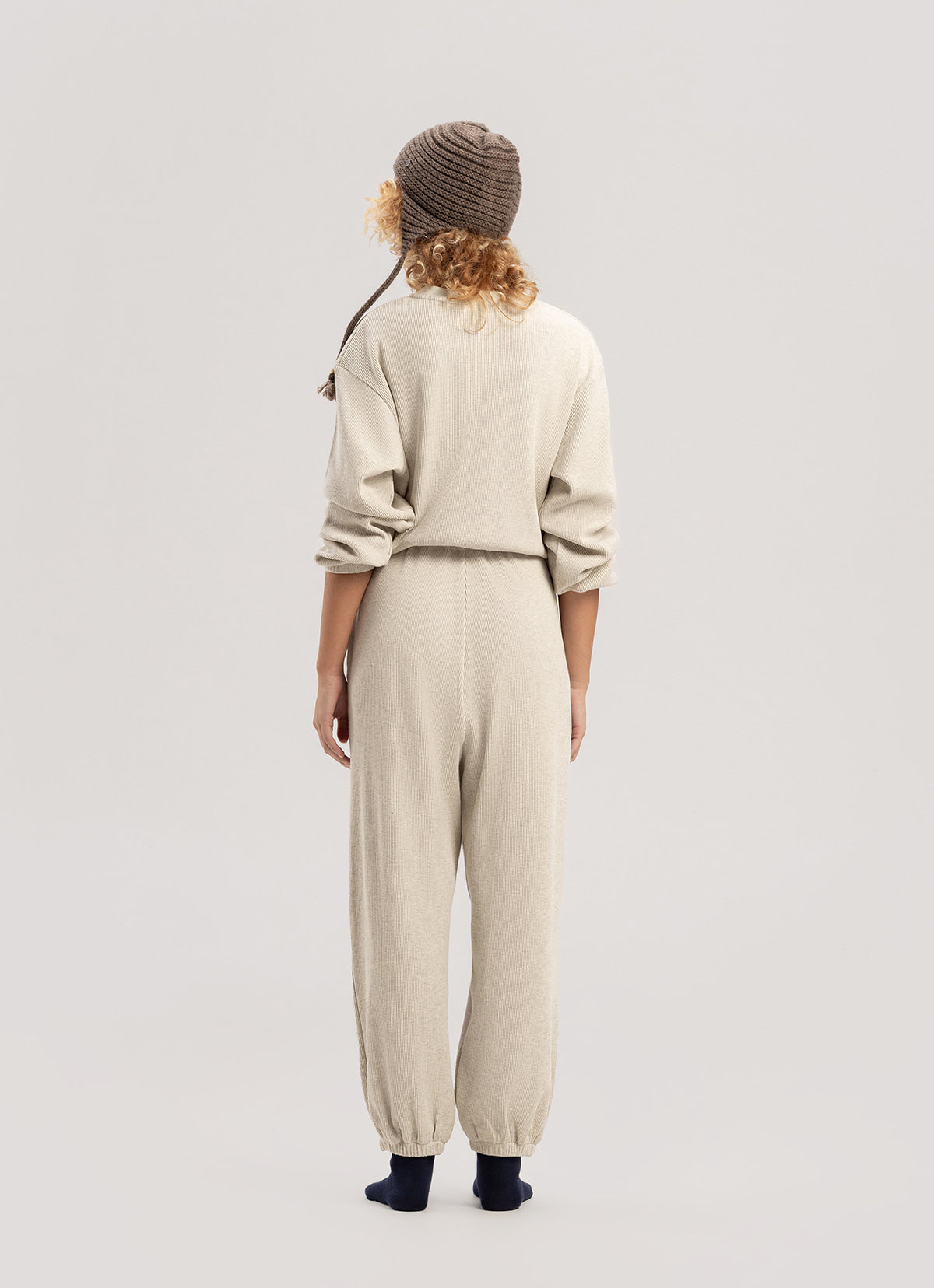 Henley neck overalls_Melange Grey