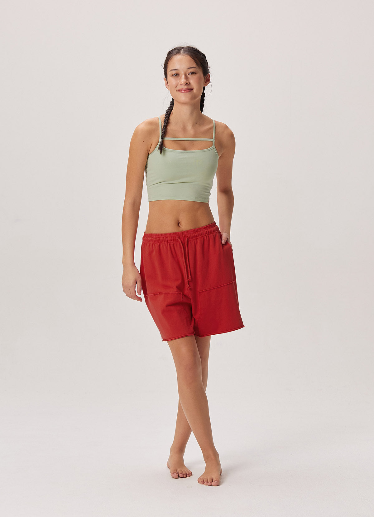 Out pocket shorts (Unisex)_Poppy Red