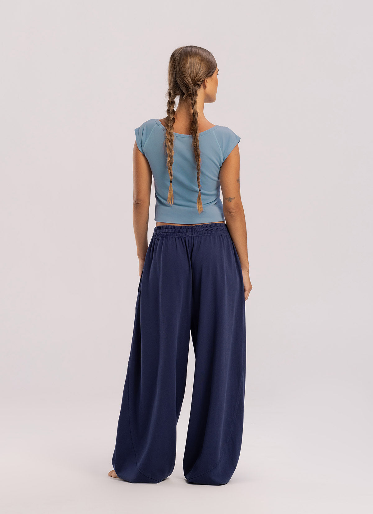 Diagonal jogger pants (Unisex)_Navy