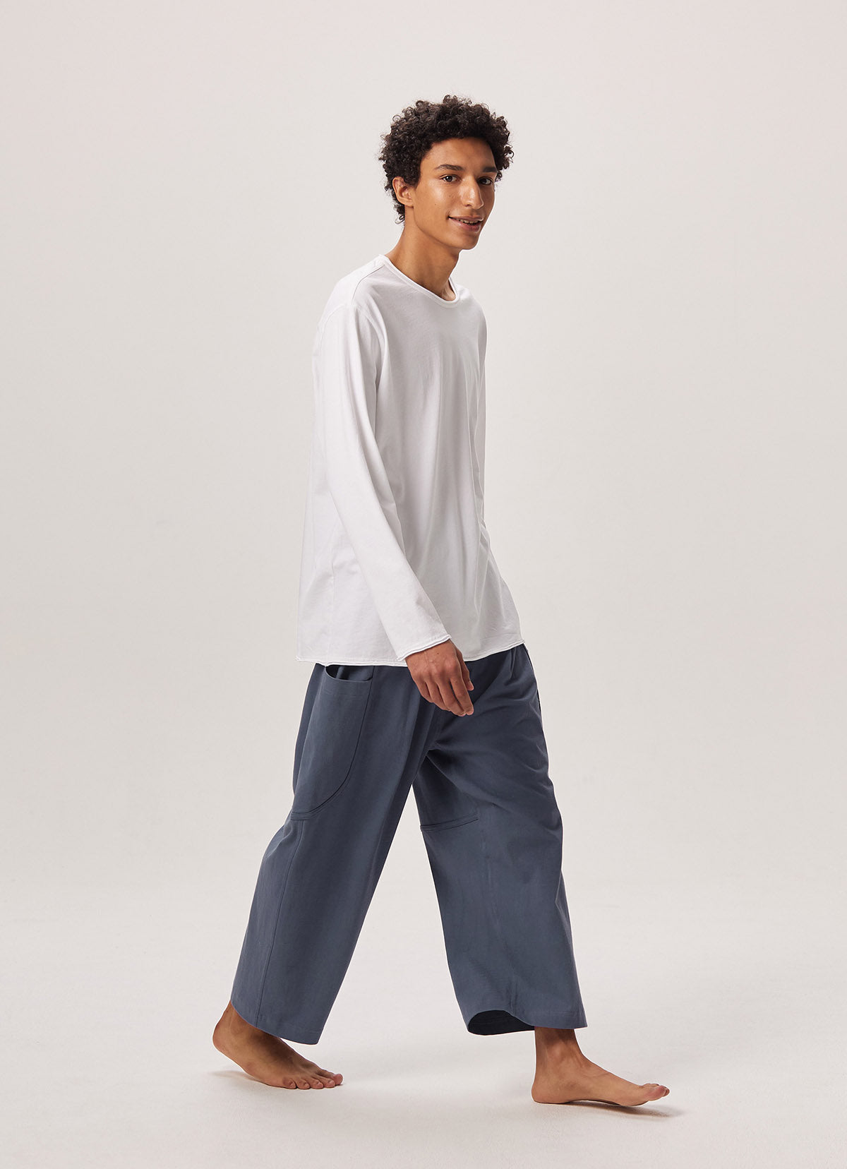 Out pocket crop pants (Unisex)_Grisaille