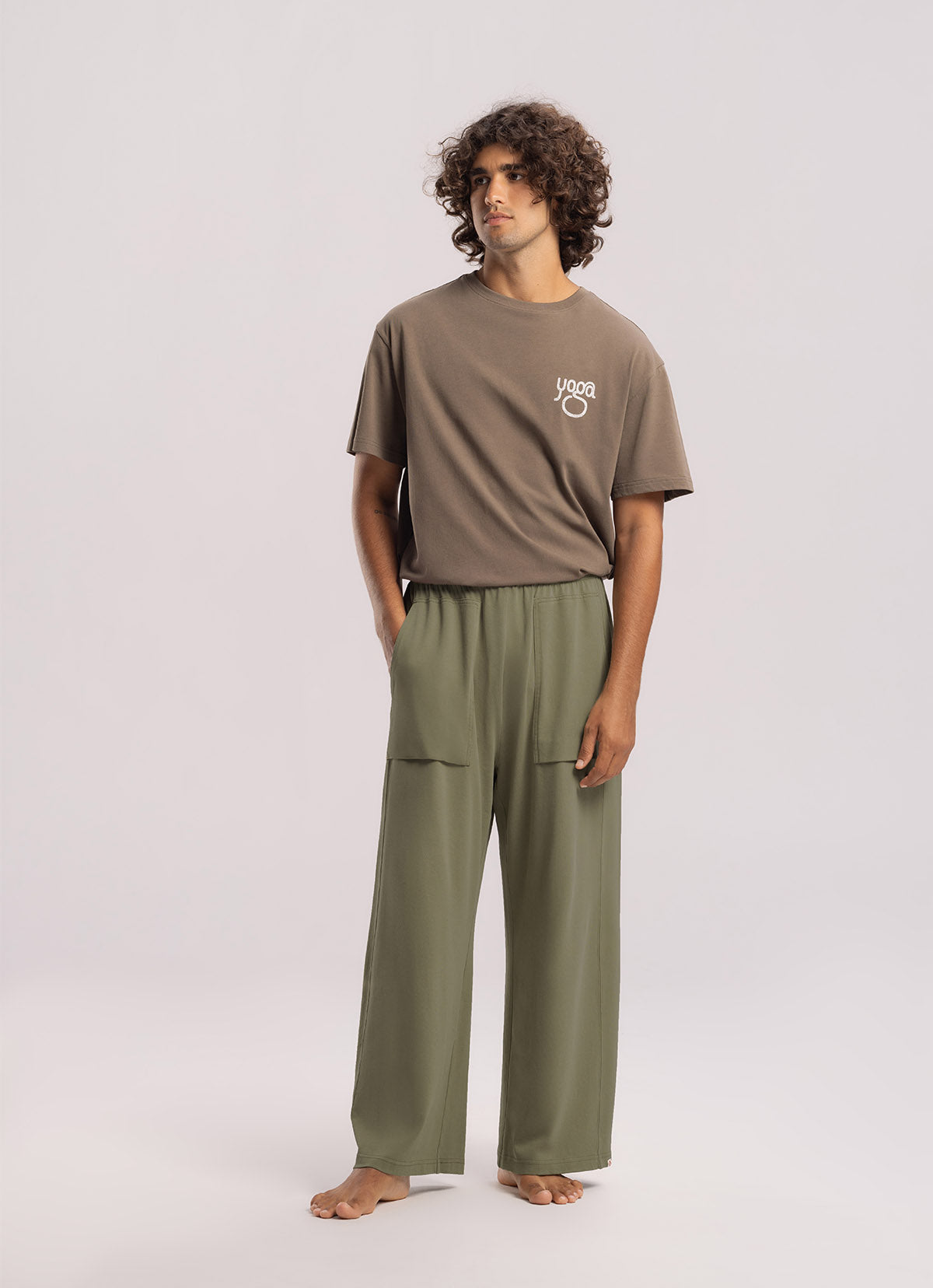 Out pocket straight pants (For Men)_Khaki