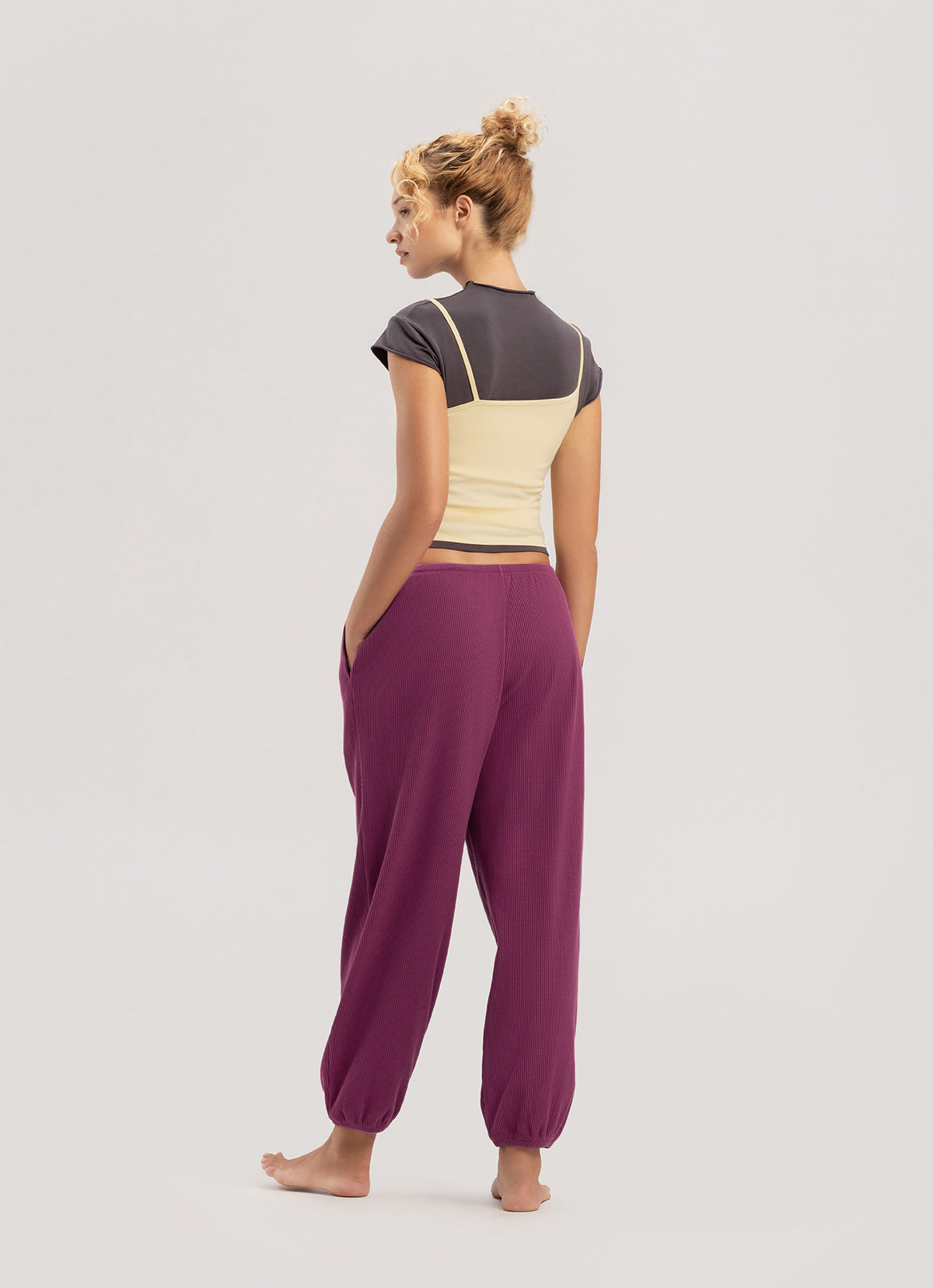 Rib jogger pants #3 (Warm ver.)_Boysenberry